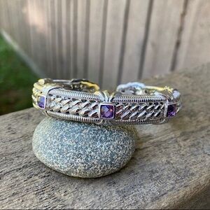 JUDITH RIPKA Bracelet Amethyst 925 Sterling Silver Hinged Cuff